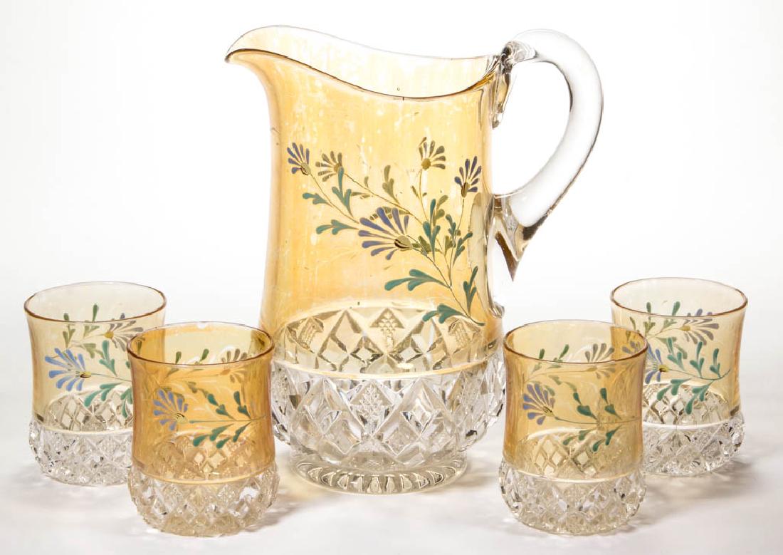 BLOCK BAND - AMBER-STAINED FIVE-PIECE WATER SET (1 of 1)