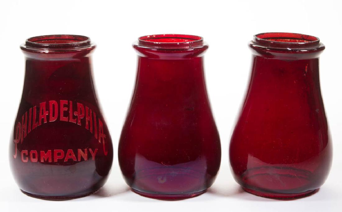 BLOWN-MOLDED - RUBY-STAINED LANTERN GLOBES, LOT OF (1 of 1)