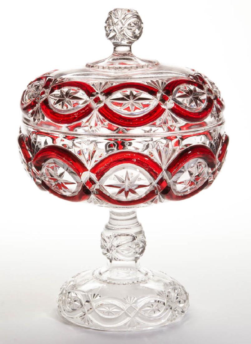 BRITANNIC - RUBY-STAINED COVERED COMPOTE (1 of 1)