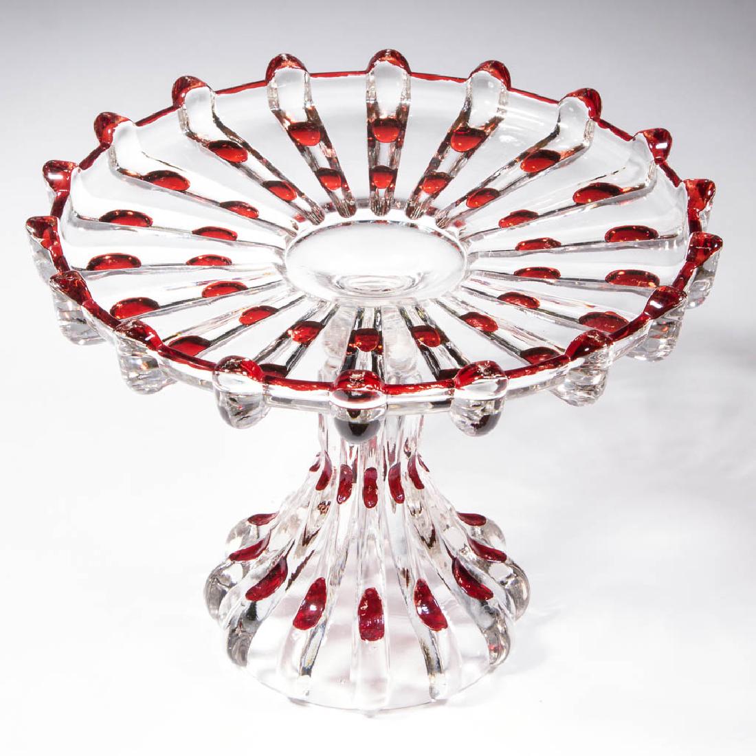 BROKEN COLUMN - RUBY-STAINED SALVER / CAKE STAND (1 of 1)