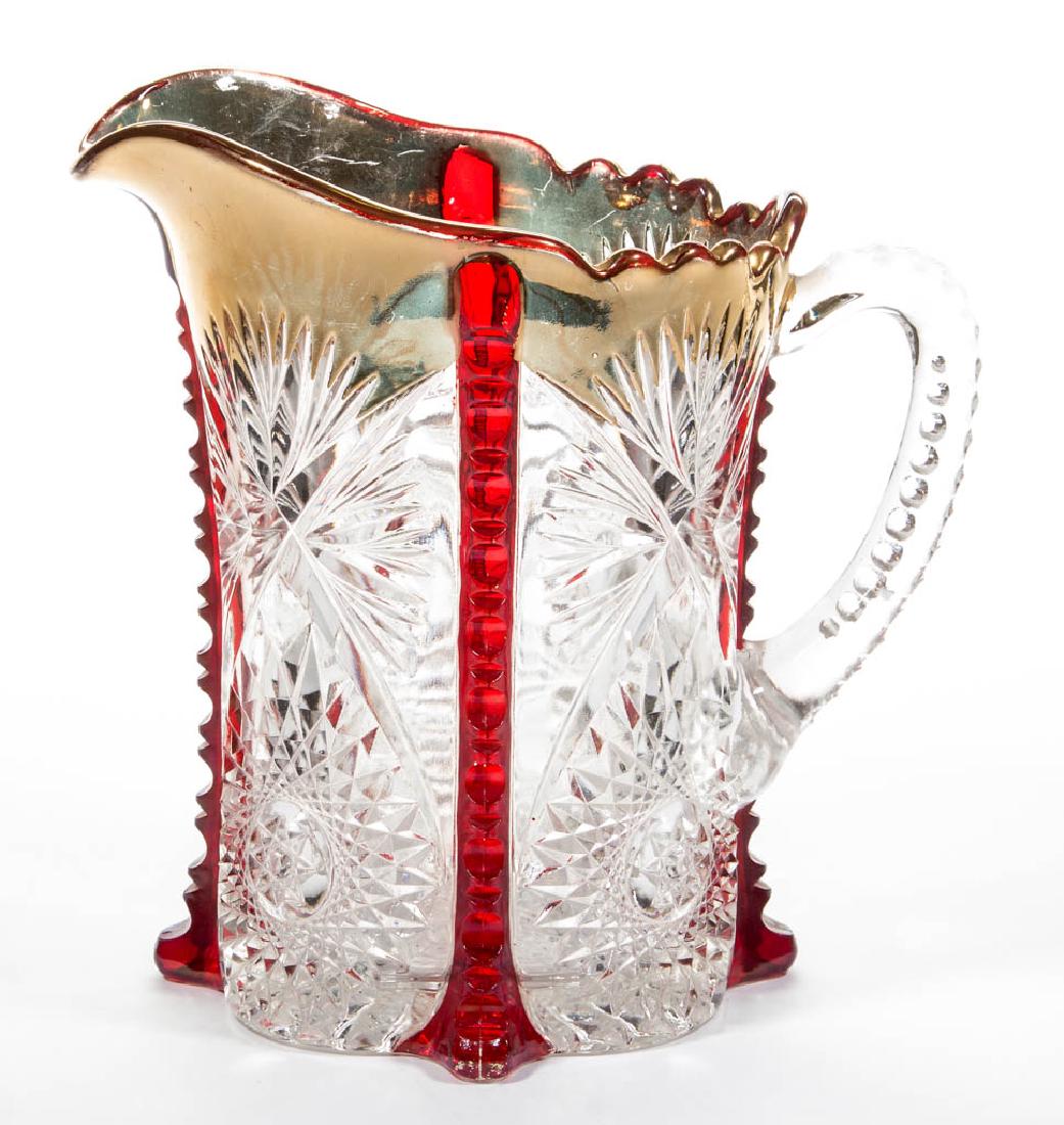 BUTTRESSED SUNBURST - RUBY-STAINED WATER PITCHER (1 of 1)