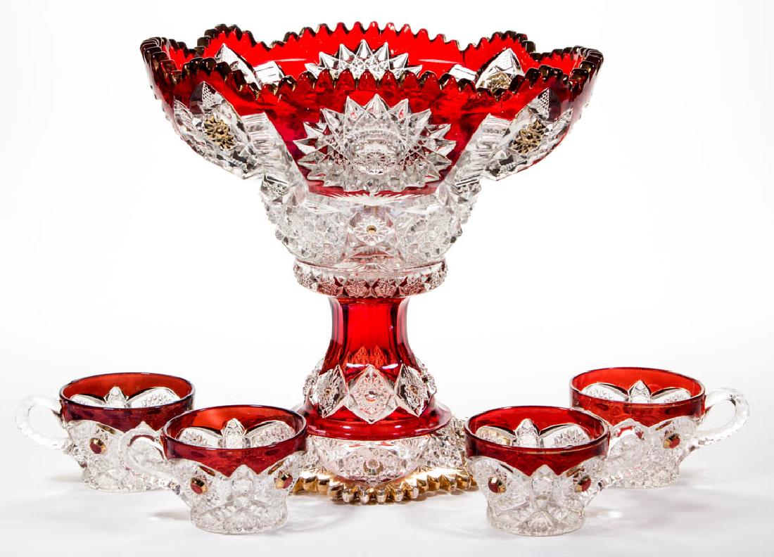 CO-OP'S NO. 364 - RUBY-STAINED FIVE-PIECE PUNCH SET (1 of 1)