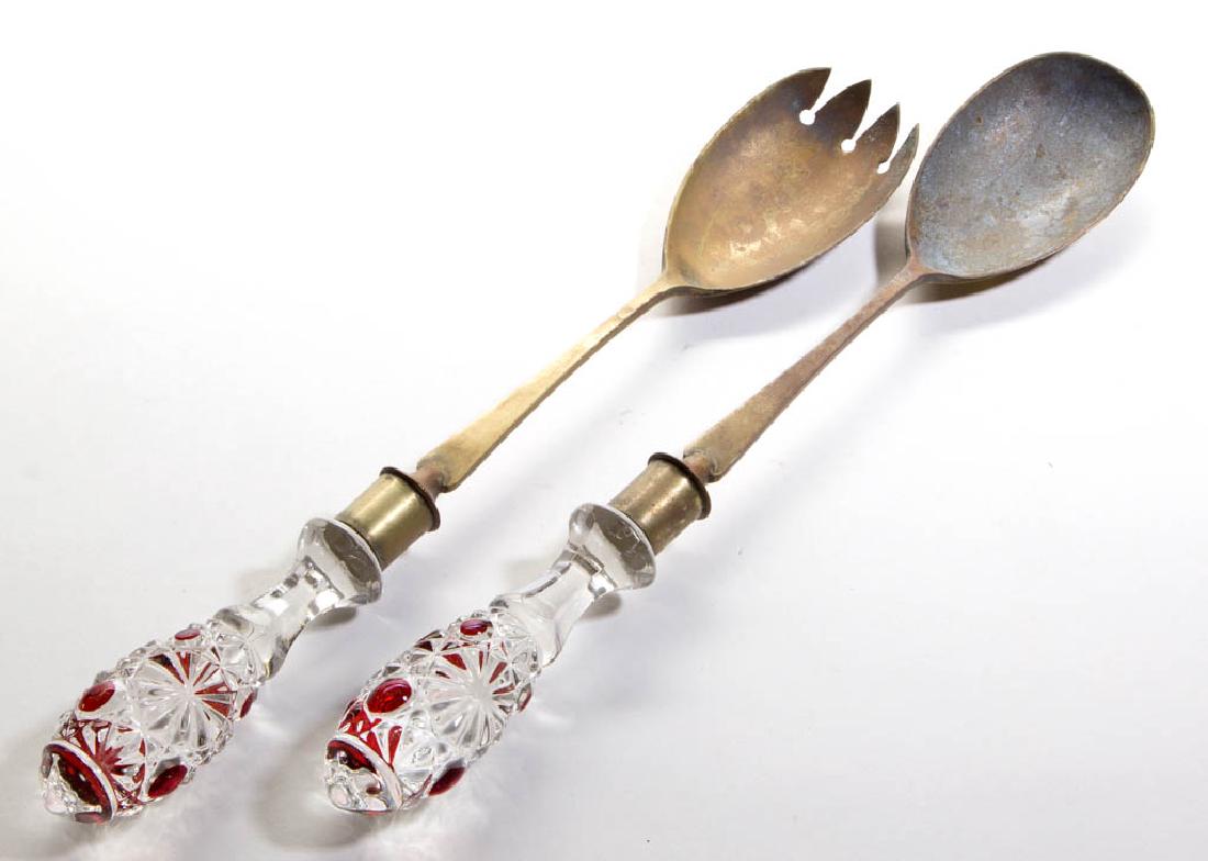 DAISY AND BUTTON - RUBY-STAINED TWO-PIECE SALAD SERVIG (1 of 1)