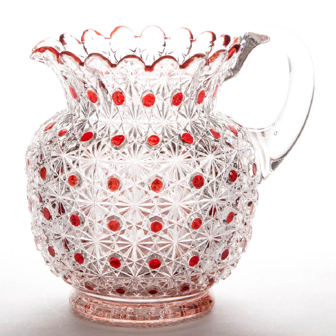 DAISY AND BUTTON WITH RED DOTS - RUBY-STAINED WATER (1 of 1)