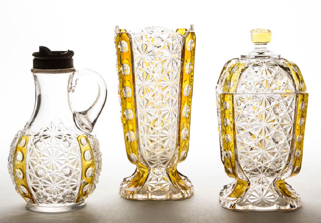 DAISY AND BUTTON WITH THUMBPRINT PANEL - AMBER-STAINED (1 of 1)