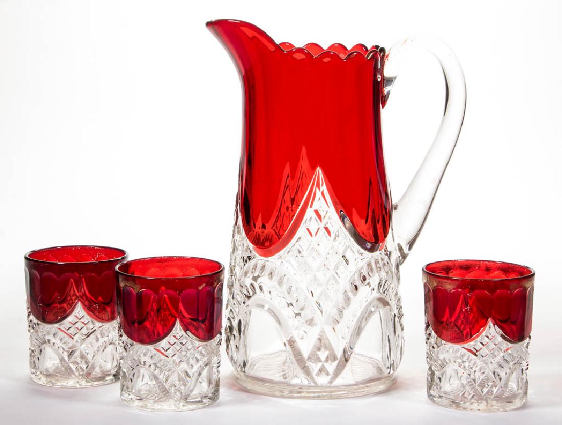 DALTON - RUBY-STAINED FOUR-PIECE WATER SET (1 of 1)