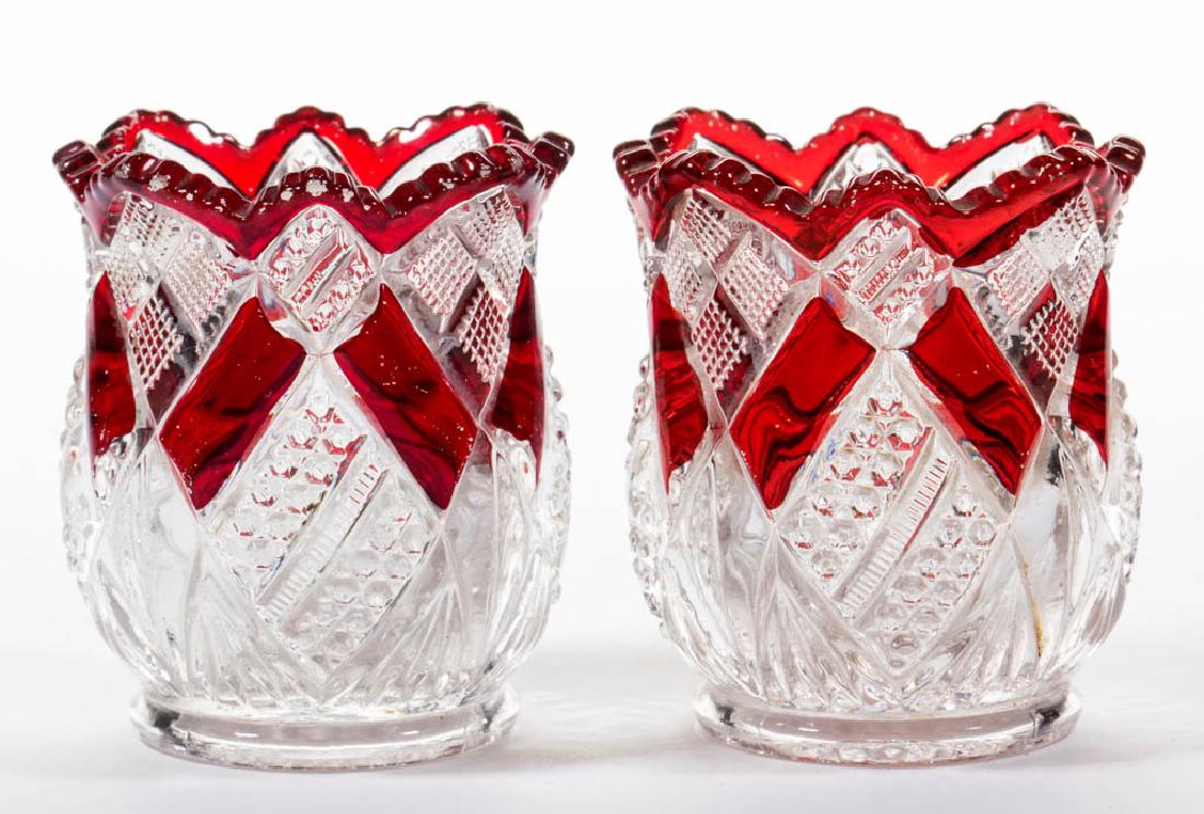 EUREKA - RUBY-STAINED TOOTHPICK HOLDERS, LOT OF TWO (1 of 1)