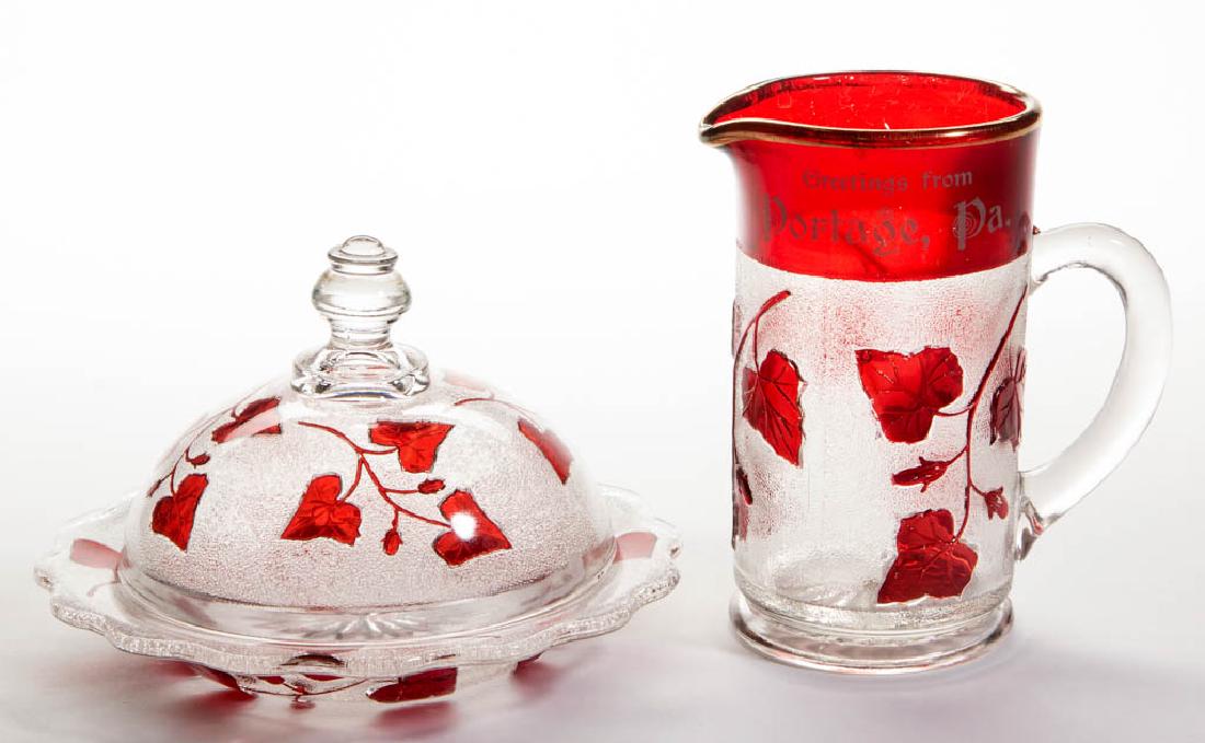 IVY IN SNOW / FOREST - RUBY-STAINED ARTICLES, LOT OF (1 of 1)