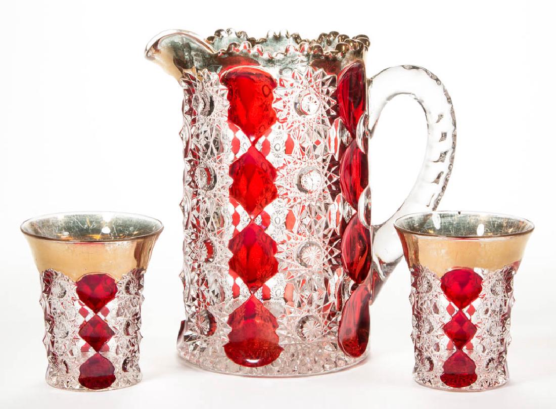 GLORIA (OMN) - RUBY-STAINED THREE-PIECE WATER SET (1 of 1)