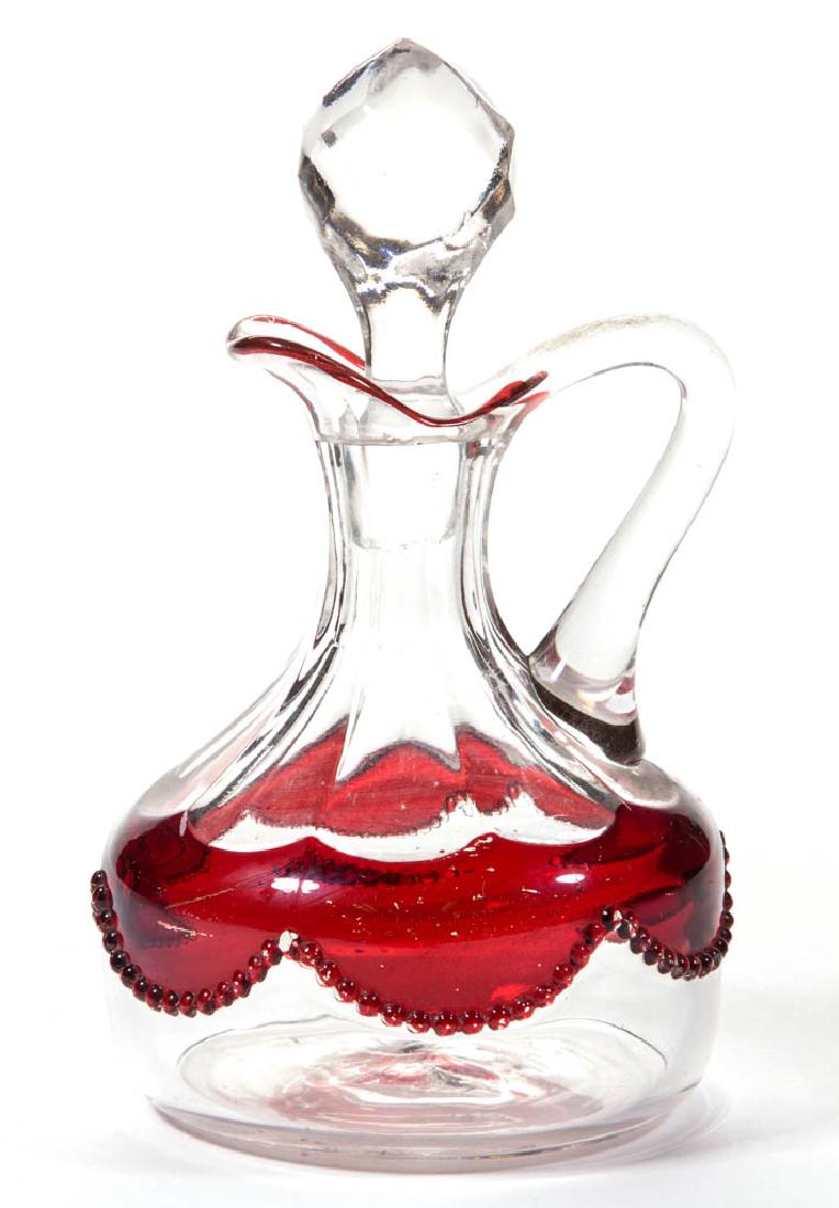 HEISEY NO. 1295 / BEAD SWAG - RUBY-STAINED CRUET (1 of 1)