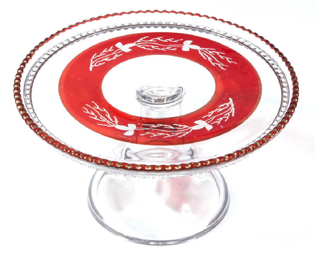 HEISEY NO. 337 / TOURAINE - RUBY-STAINED SALVER / CAKE (1 of 1)