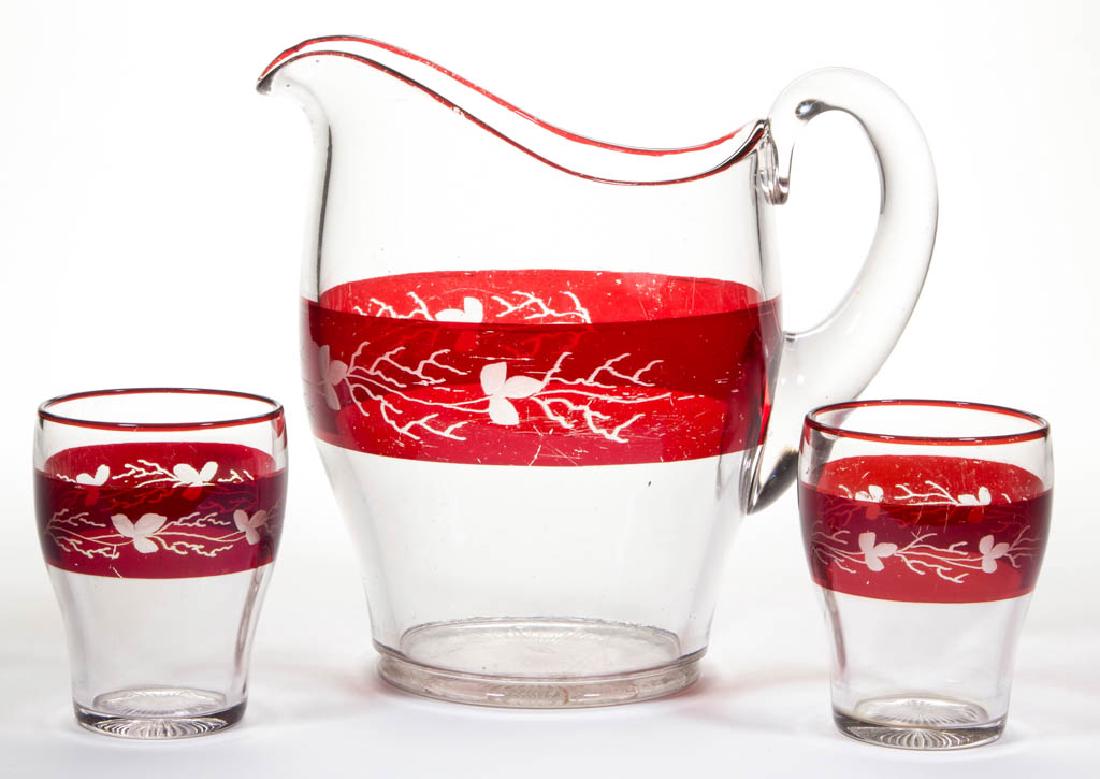 HEISEY NO. 337 / TOURAINE - RUBY-STAINED THREE-PIECE (1 of 1)