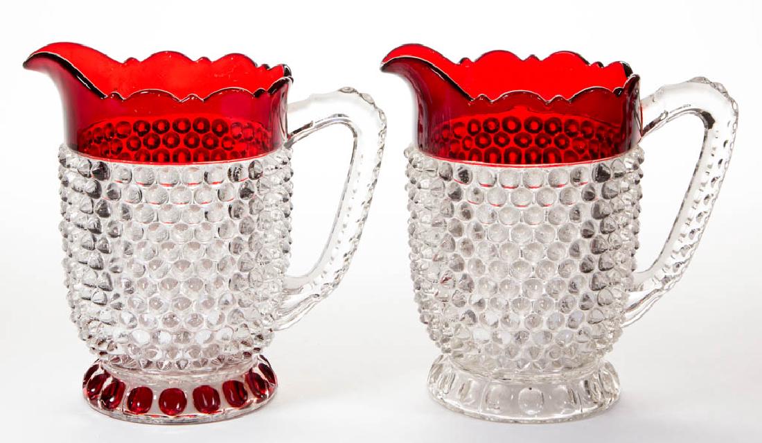 HOBNAIL WITH THUMBPRINT BASE - RUBY-STAINED MILK (1 of 1)