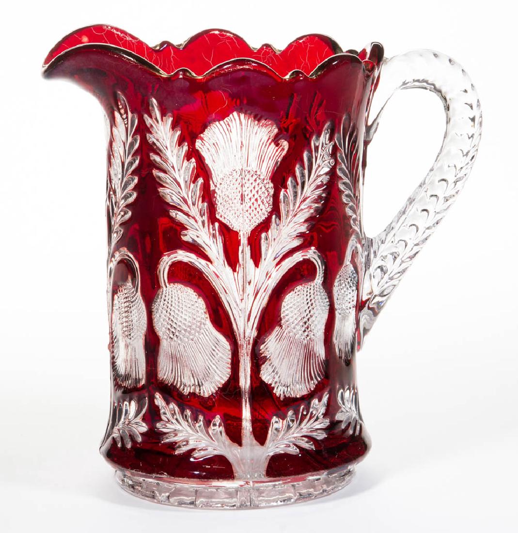 INVERTED THISTLE - RUBY-STAINED WATER PITCHER (1 of 1)
