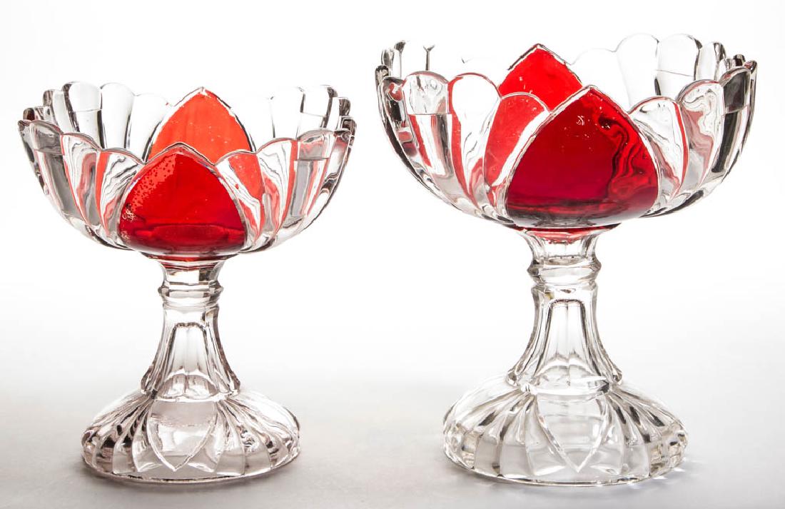 MILLARD - RUBY-STAINED OPEN COMPOTES, LOT OF TWO (1 of 1)