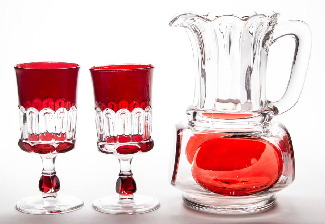 NAIL - RUBY-STAINED THREE-PIECE WATER SET (1 of 1)