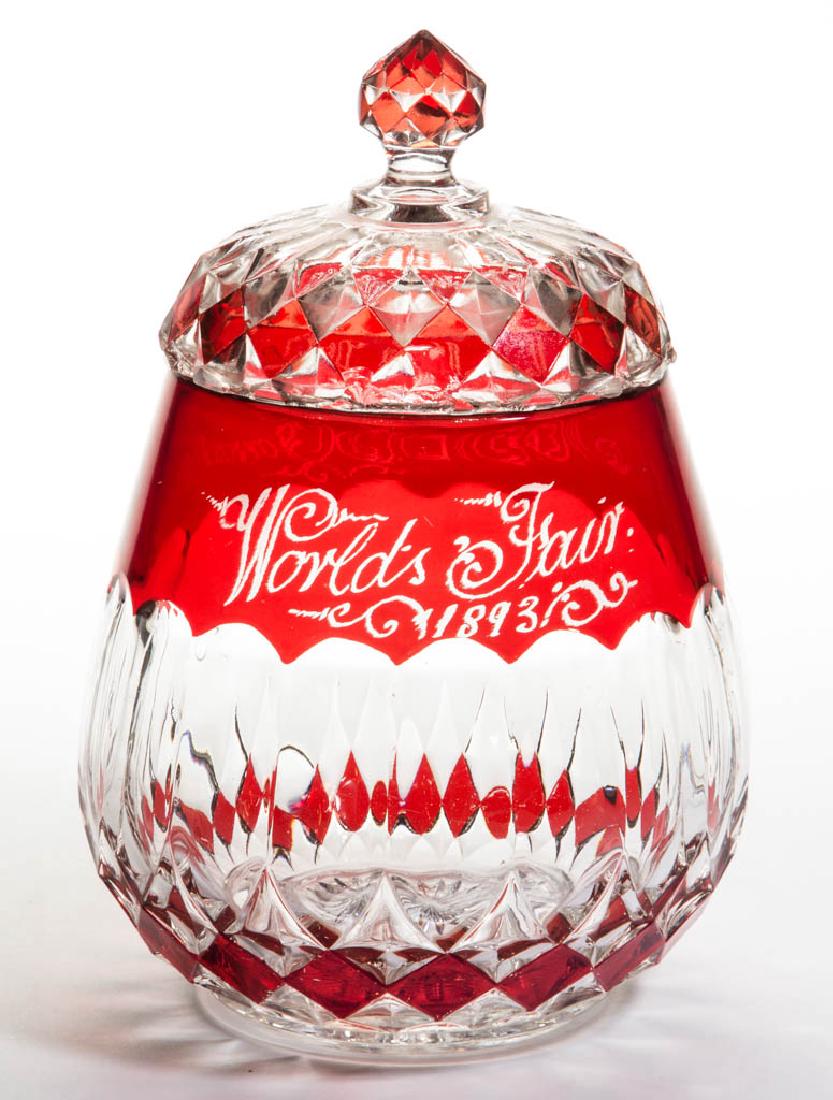 PIONEER'S VICTORIA - RUBY-STAINED CRACKER JAR (1 of 1)