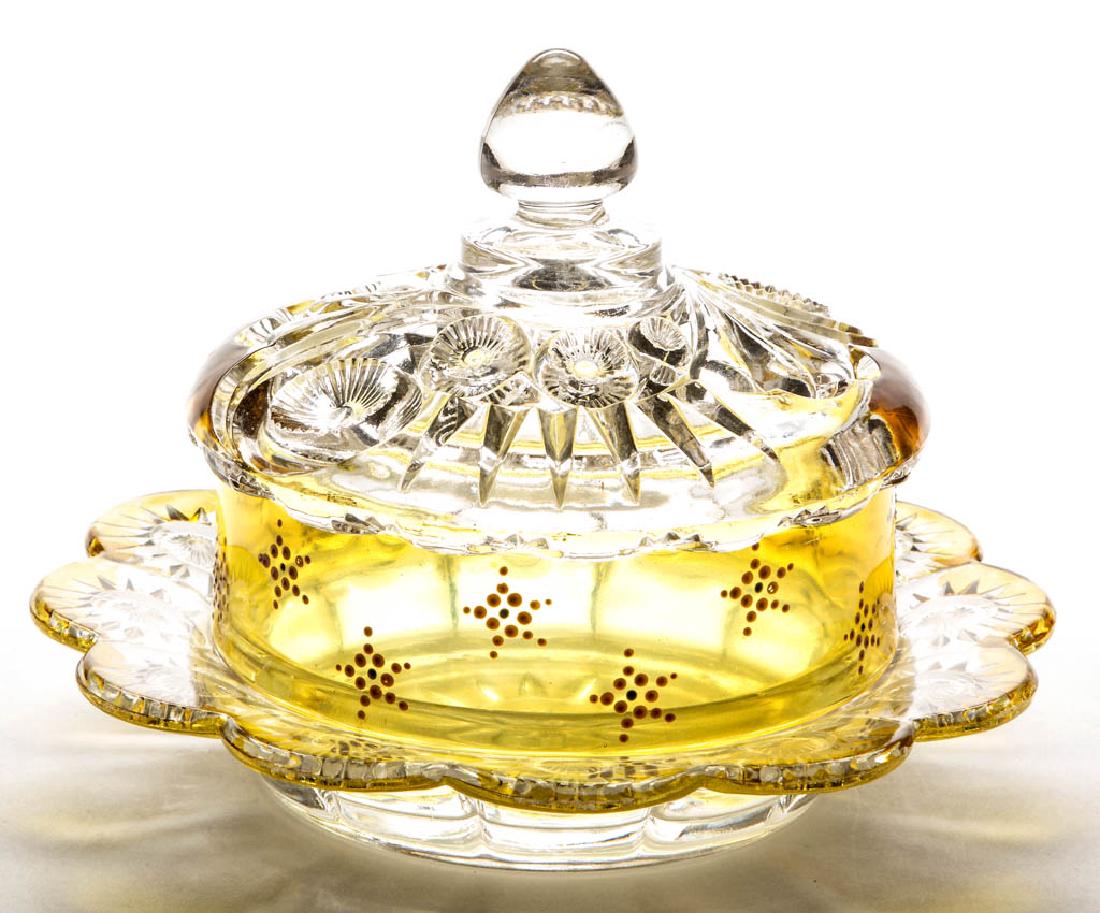 RIVERSIDE'S ESTHER - AMBER-STAINED BUTTER DISH (1 of 1)