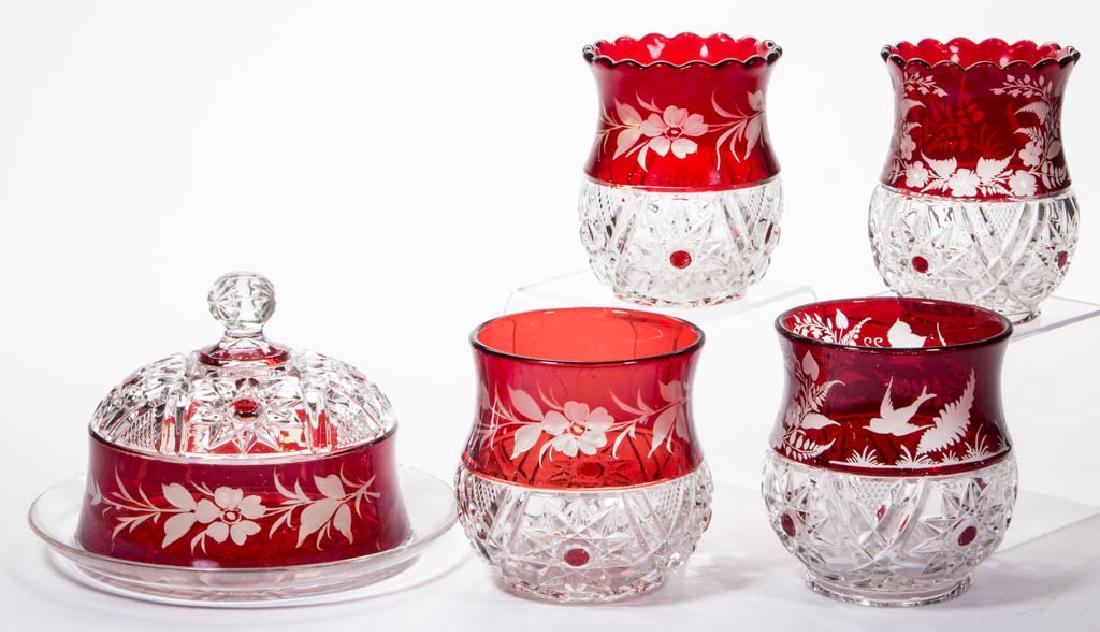 ROBINSON'S PURITAN - RUBY-STAINED TABLE ARTICLES, LOT (1 of 1)