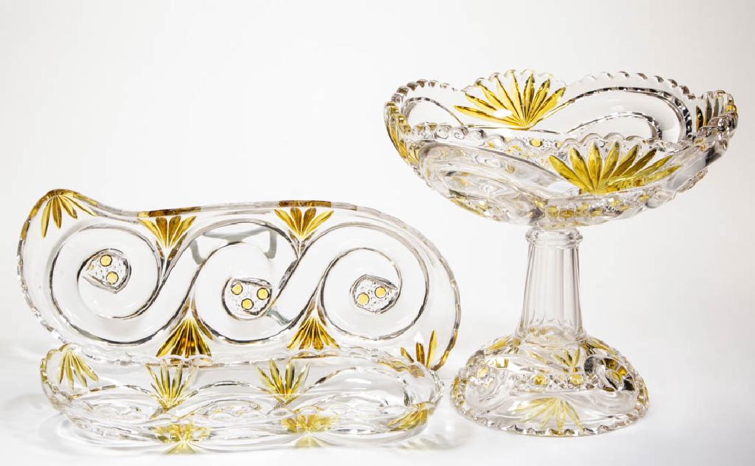 SCROLL WITH CANE BAND - AMBER-STAINED TABLE ARTICLES, (1 of 1)