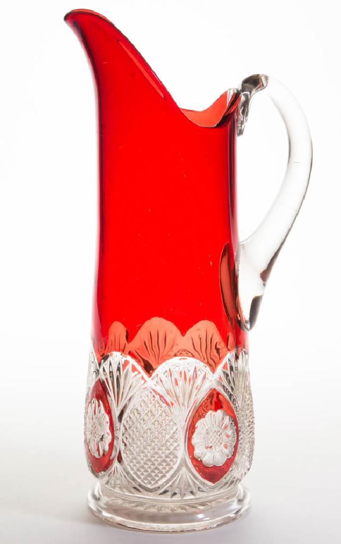 SUNK DAISY - RUBY-STAINED WATER PITCHER (1 of 1)