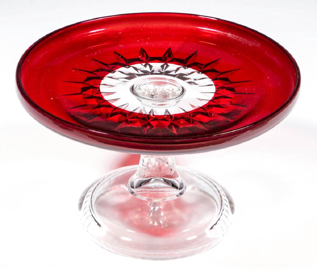 SUNK HONEYCOMB / CORONA - RUBY-STAINED SALVER / CAKE (1 of 1)