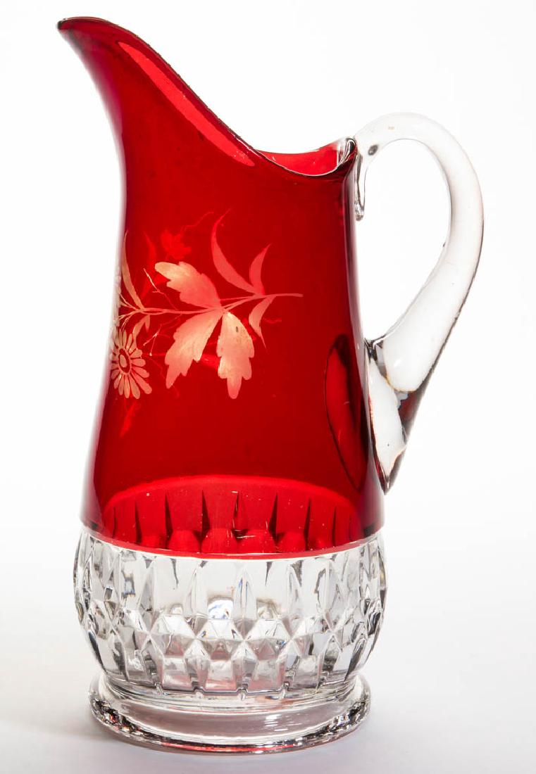 SUNK HONEYCOMB / CORONA - RUBY-STAINED WATER PITCHER (1 of 1)