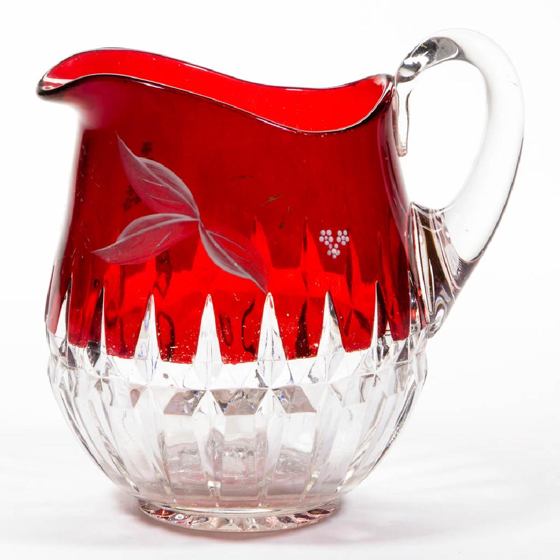 SUNK HONEYCOMB / CORONA - RUBY-STAINED MILK PITCHER (1 of 1)
