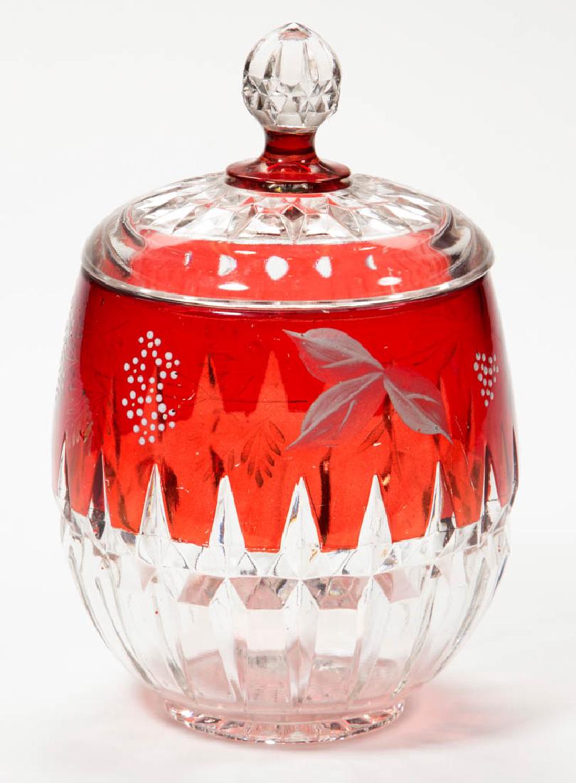 SUNK HONEYCOMB / CORONA - RUBY-STAINED COVERED CRACKER (1 of 1)