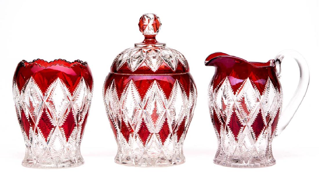 TARENTUM'S MANHATTAN - RUBY-STAINED TABLE ARTICLES, LOT (1 of 1)