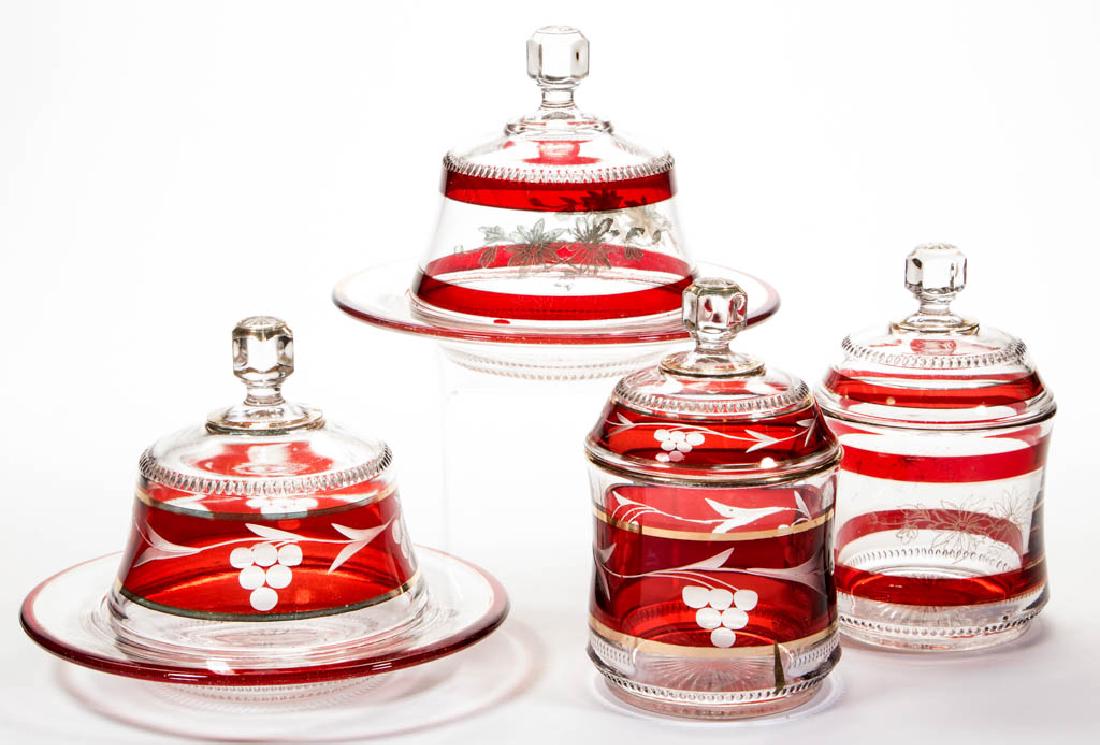 TINY THUMBPRINT - RUBY-STAINED TABLE ARTICLES, LOT OF (1 of 1)