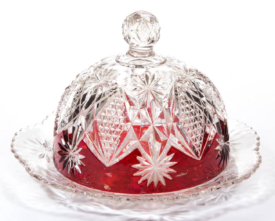 WESTMORELAND'S STERLING - RUBY-STAINED BUTTER DISH (1 of 1)