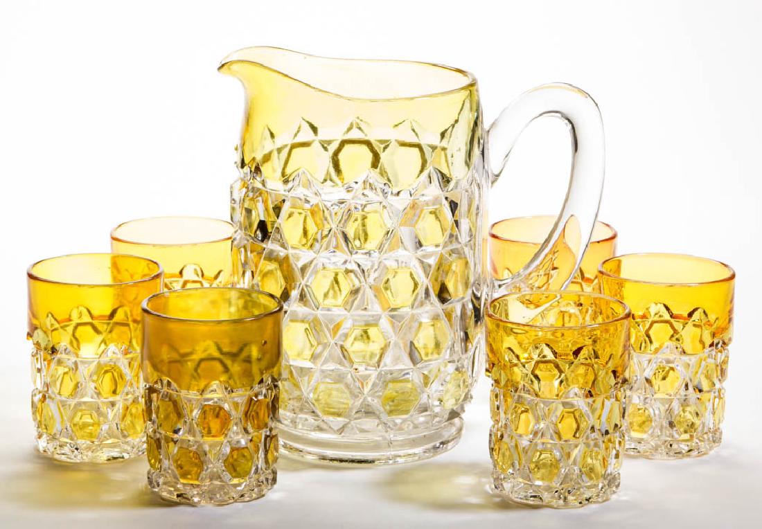 YELLOW BLOCK - YELLOW-STAINED SEVEN-PIECE WATER SET (1 of 1)