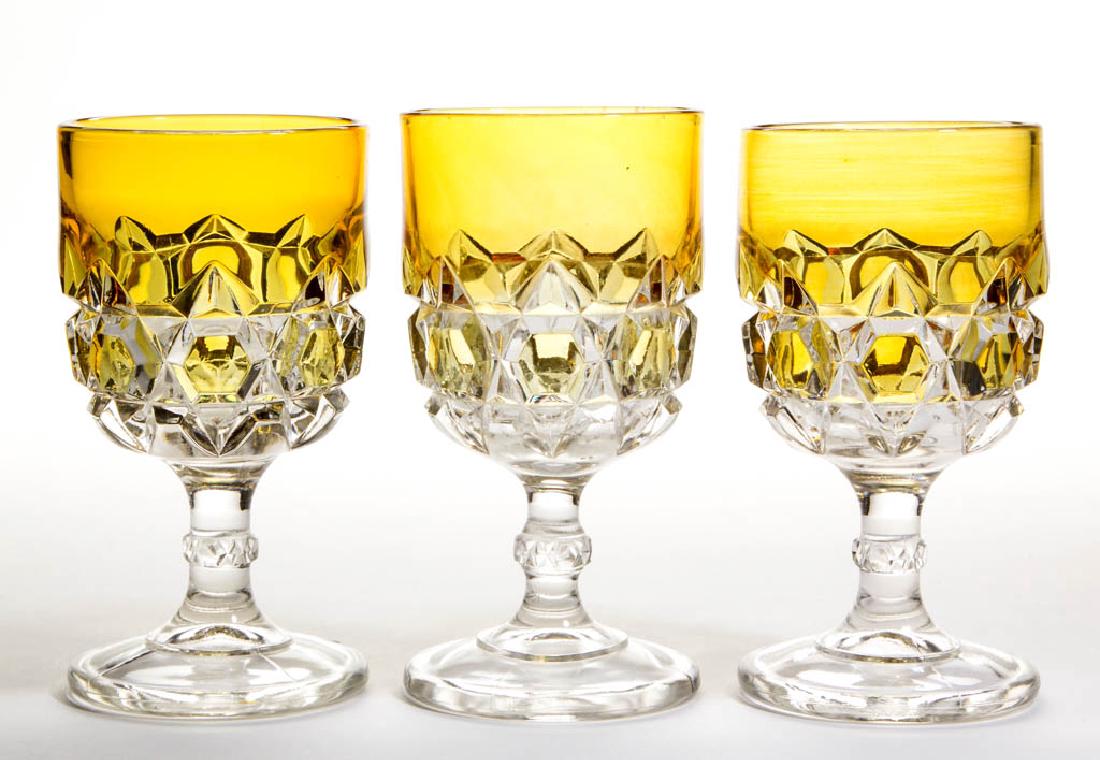 YELLOW BLOCK - YELLOW-STAINED GOBLETS, LOT OF THREE (1 of 1)