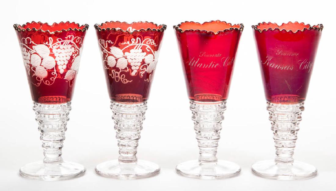 UNIDENTIFIED PATTERN - RUBY-STAINED VASES, LOT OF FOUR (1 of 1)