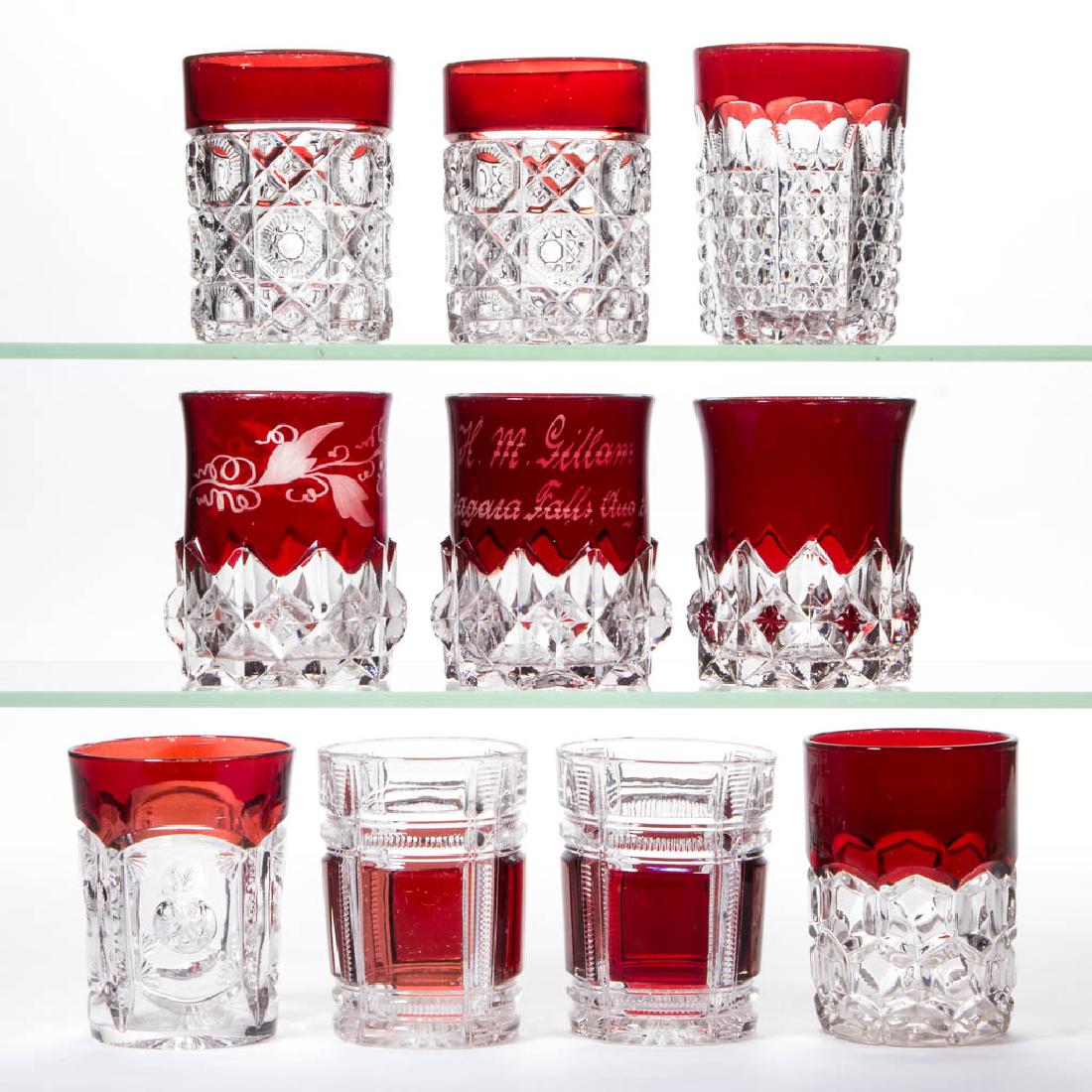 ASSORTED EAPG - RUBY-STAINED TUMBLERS, LOT OF TEN (1 of 1)