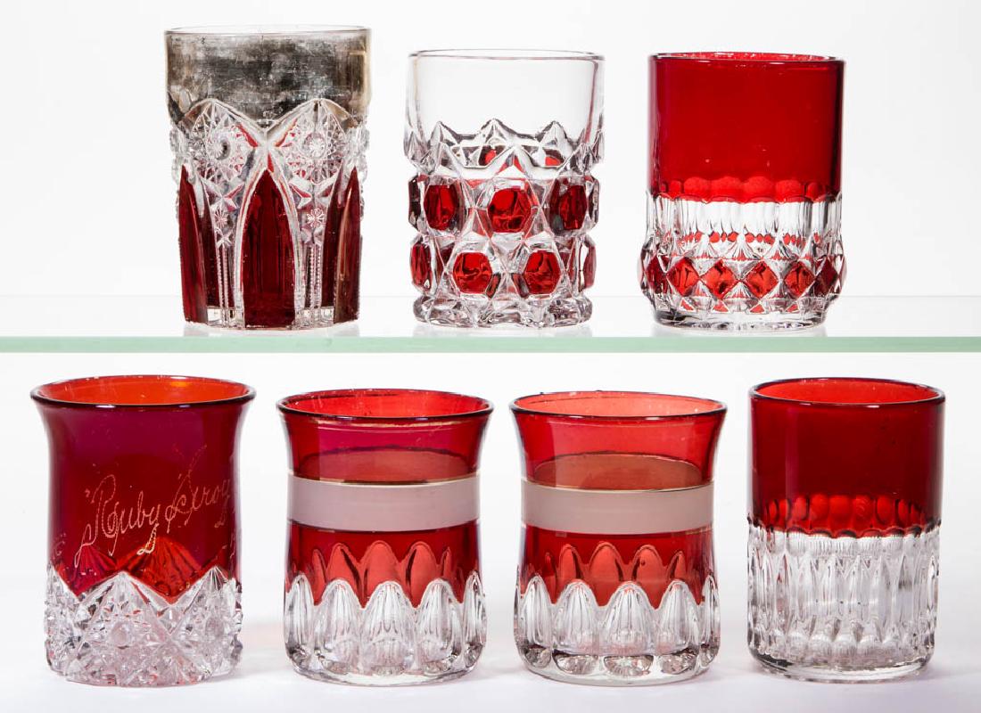 ASSORTED EAPG - RUBY-STAINED TUMBLERS, LOT OF SEVEN (1 of 1)
