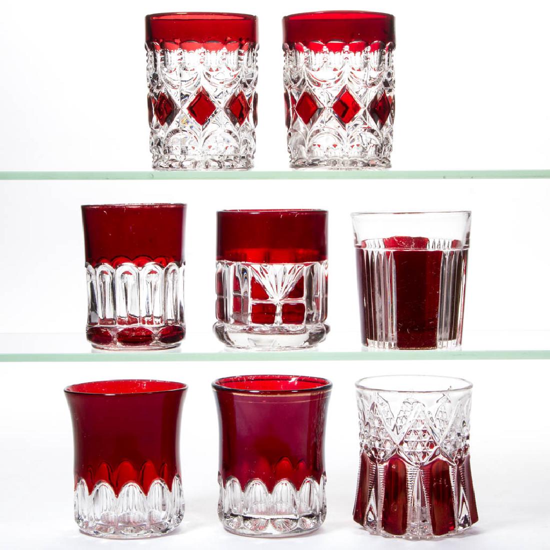 ASSORTED EAPG - RUBY-STAINED TUMBLERS, LOT OF EIGHT (1 of 1)