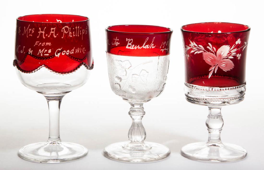 ASSORTED EAPG - RUBY-STAINED GOBLETS, LOT OF THREE (1 of 1)