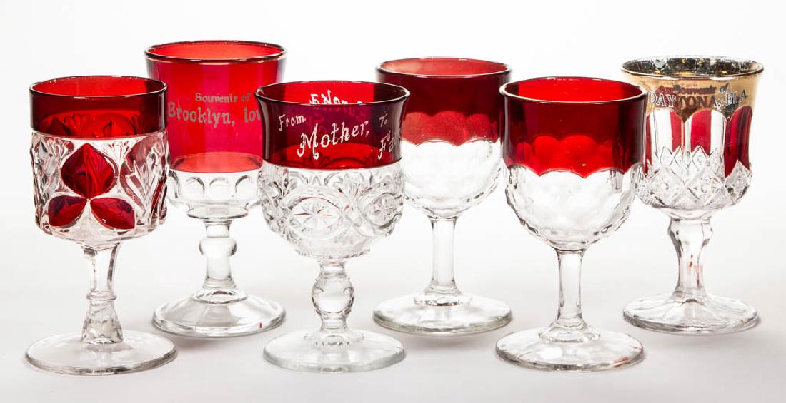 ASSORTED EAPG - RUBY-STAINED GOBLETS, LOT OF SIX (1 of 1)