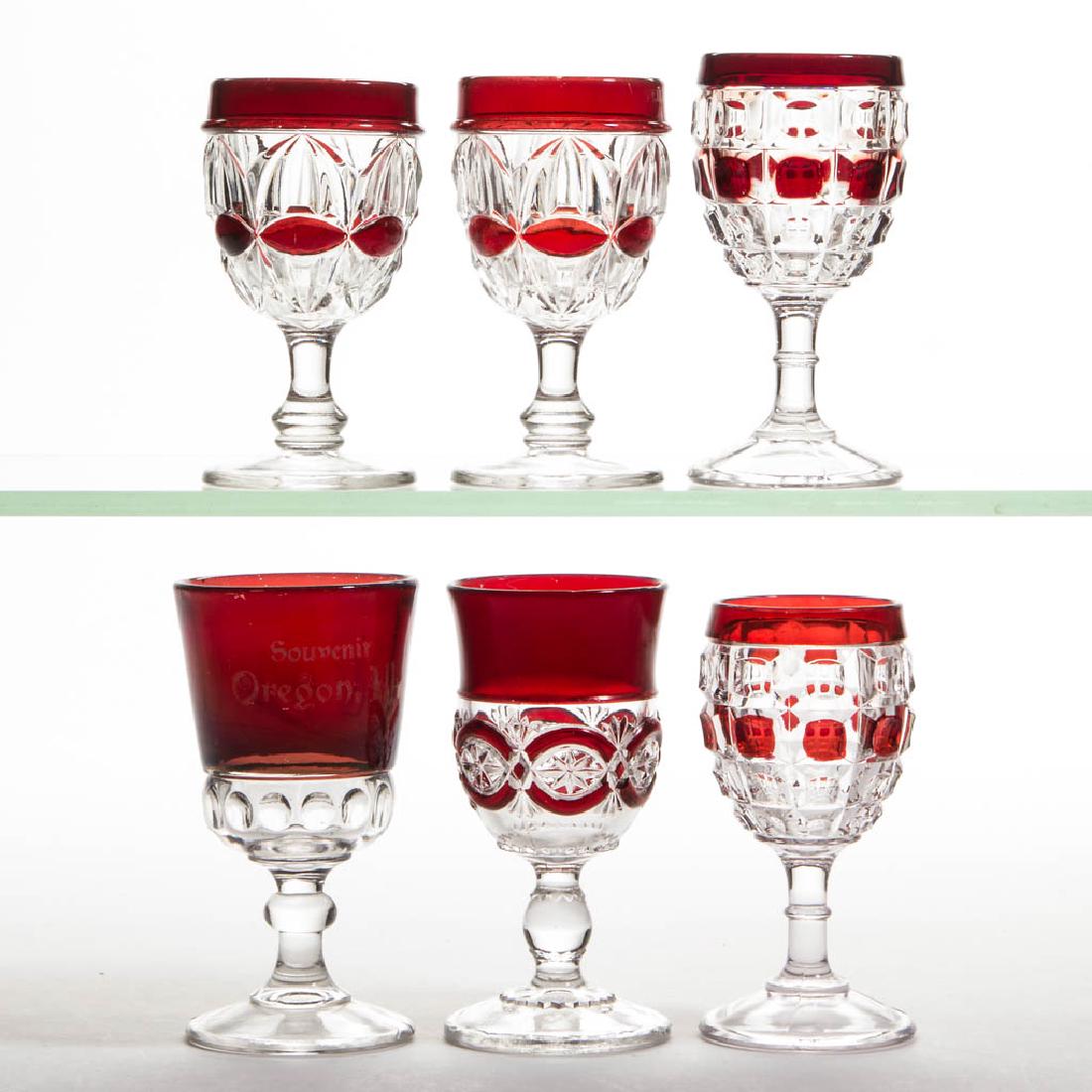 ASSORTED EAPG - RUBY-STAINED WINES, LOT OF SIX (1 of 1)