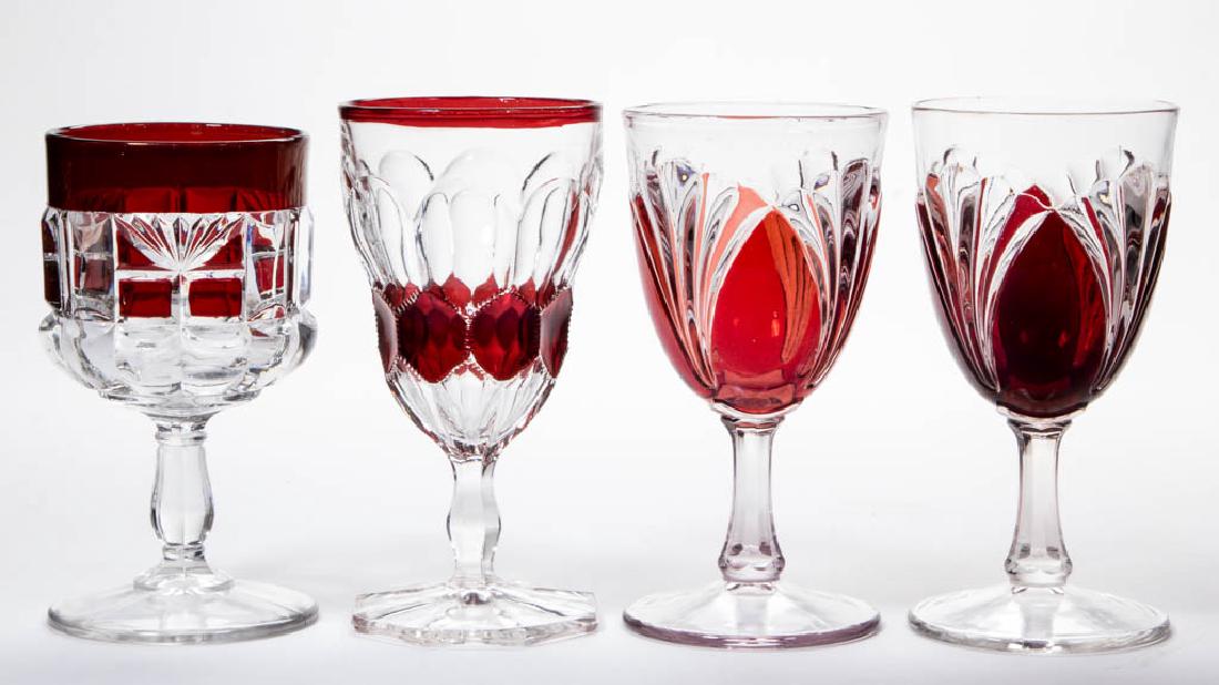 ASSORTED EAPG - RUBY-STAINED GOBLETS, LOT OF FOUR (1 of 1)
