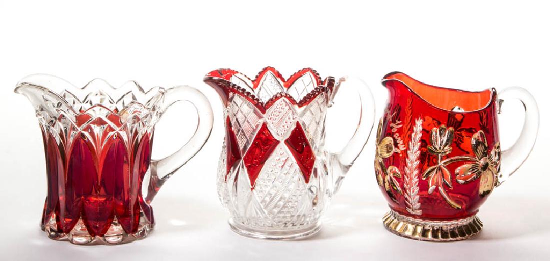 ASSORTED EAPG - RUBY-STAINED CREAMERS, LOT OF THREE (1 of 1)
