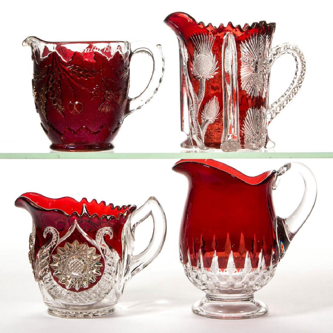 ASSORTED EAPG - RUBY-STAINED CREAMERS, LOT OF FOUR (1 of 1)