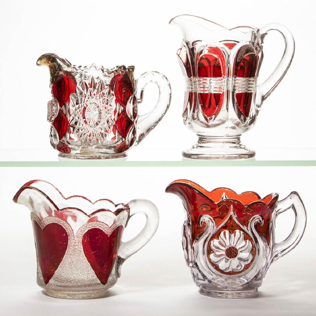 ASSORTED EAPG - RUBY-STAINED CREAMERS, LOT OF FOUR (1 of 1)