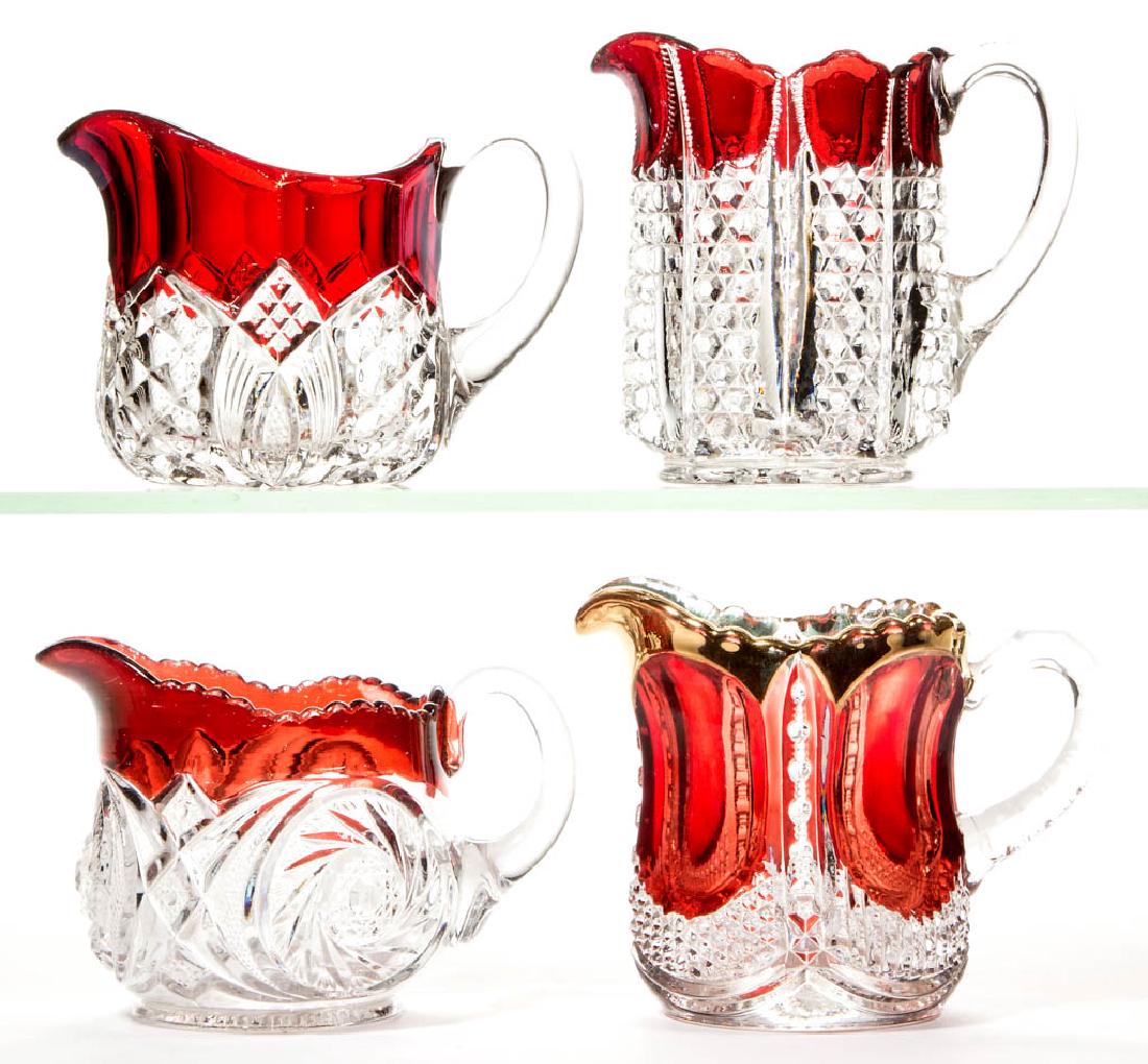 ASSORTED EAPG - RUBY-STAINED CREAMERS, LOT OF FOUR (1 of 1)