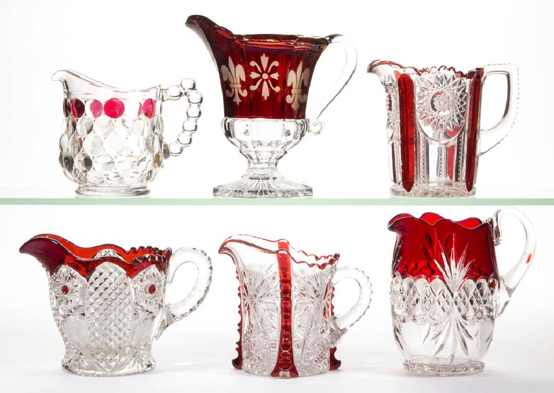 ASSORTED EAPG - RUBY-STAINED CREAMERS, LOT OF SIX (1 of 1)