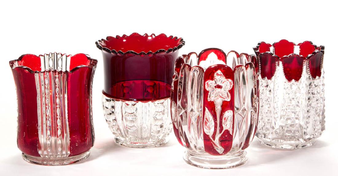 ASSORTED EAPG - RUBY-STAINED SPOONERS, LOT OF FOUR (1 of 1)