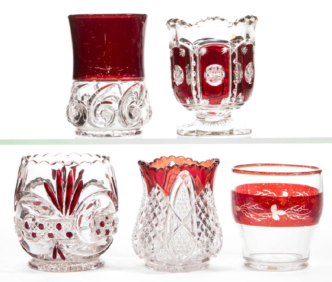 ASSORTED EAPG - RUBY-STAINED SPOONERS, LOT OF FIVE (1 of 1)