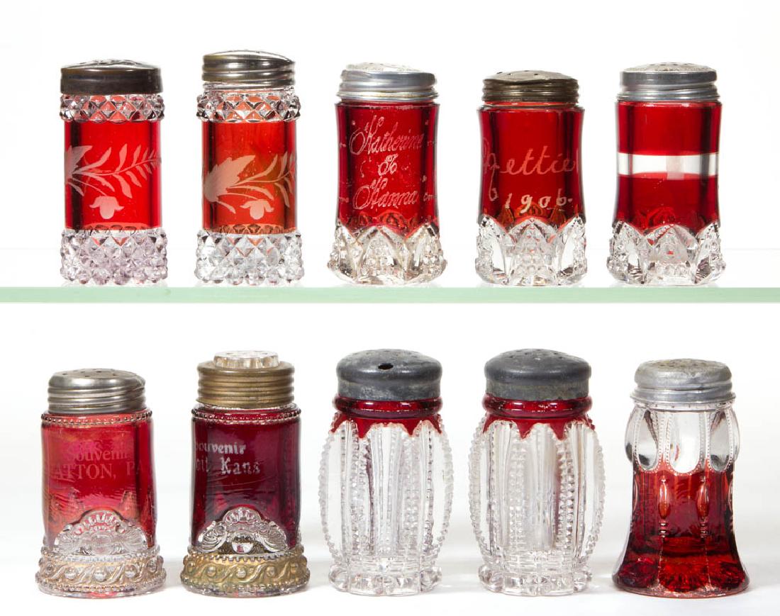 ASSORTED EAPG - RUBY STAINED SALT AND PEPPER SHAKERS, (1 of 1)